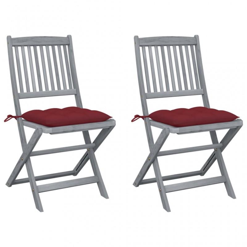 Day and Night - Day and Night Folding Garden Chairs 2 Pcs Cushions Solid Acacia Wood