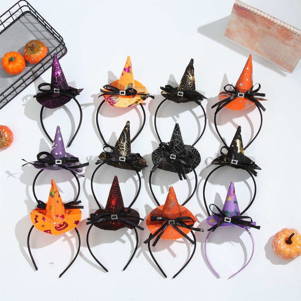 1PCS Novelty Props Point Cap Cosplay Pumpkin Witch Hat Party Hairband Performance Props Decor Headwear Halloween Headband