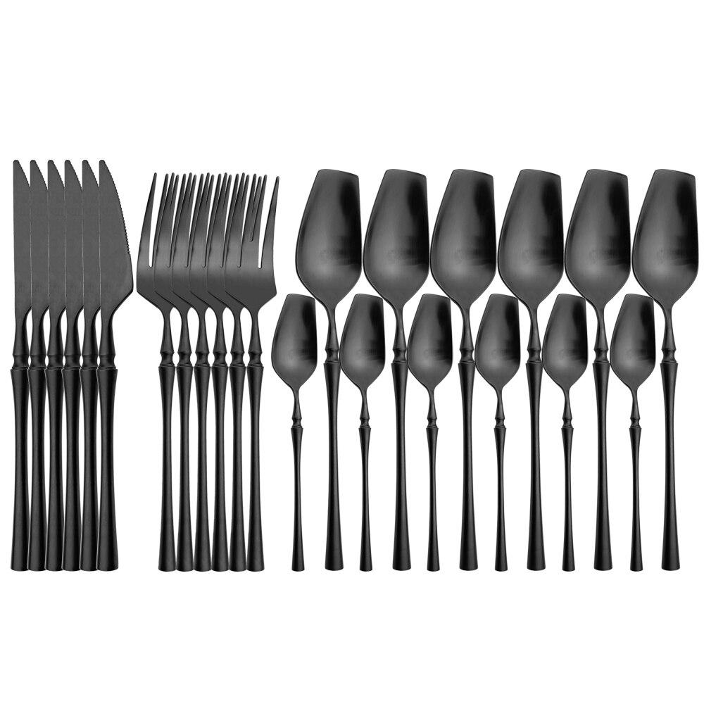 6Set/24Pcs Cutlery Set 18/10 Stainless Steel Set Luxury Dinnerware Gold Forks Western Spoons Knives Steel Cutlery Set Flatware