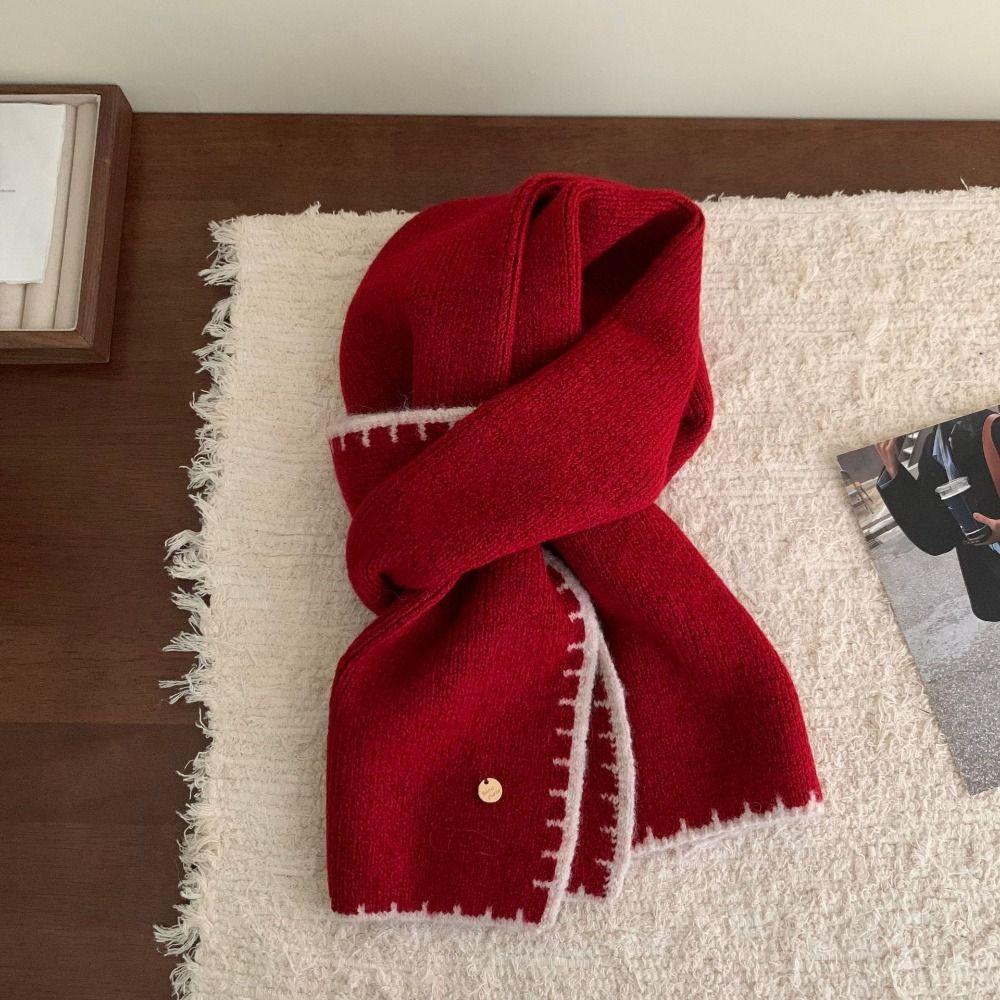 Color Matching Knit Scarf Cold-proof Neck Warmer Luxury Skiing Motorcycle Scarf  Women Men