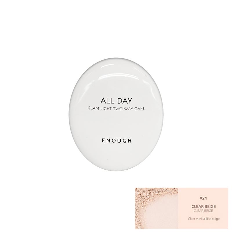 ENOUGH All Day Glam Легкая двухсторонняя пудра SPF28 PA++ 12 г + Сменный блок 12 г   (9 вариантов)