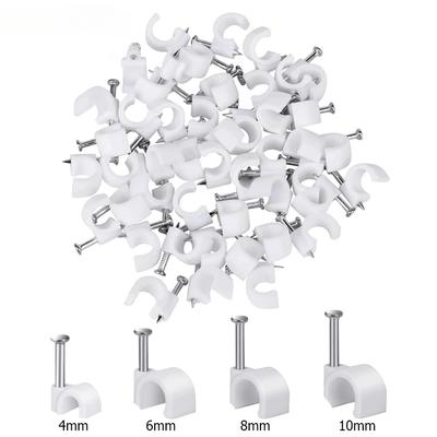 100 шт. круглых зажимов для кабеля 4 мм, 6 мм, 8 мм, 10 мм, кабельная разводка RG6 CAT6 RJ45, держатель для электрического провода, круглые зажимы для кабеля