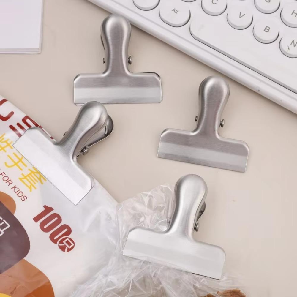 8PCS Stainless Steel T-shaped Snack Bag Sealing Clip Round Corner Office Ticket Clip Painting