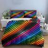 3Pcs Dark Rainbow Pixel Grid Bedding Set, Multicolor Geometric Print Duvet Cover + 2 Pillowcases, Single Double King Queen