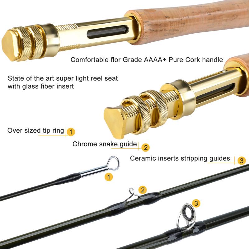 Fly Fishing Reel 4 Sections Portable Glass Carbon Ultra-light Weight for Travelling River Fishing