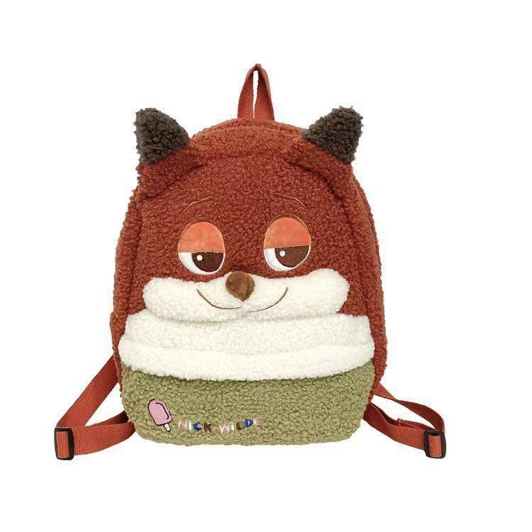 Плюшевый рюкзак с мультяшными лисой и кроликом, большой вместимости, для детей и студентов
