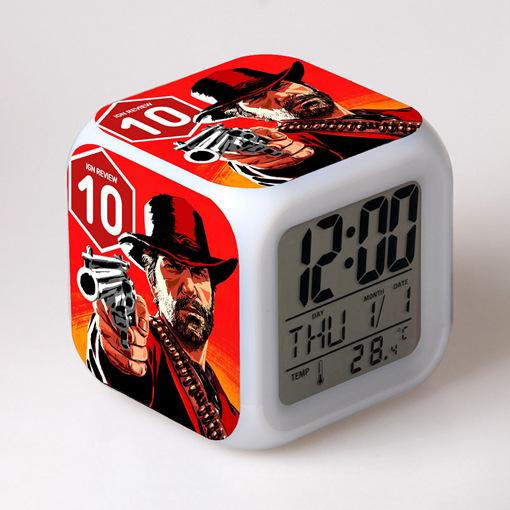 Western John Client Alarm Clock Student Small Gifts Color-changing Colorful Alarm Clock Square Clock
