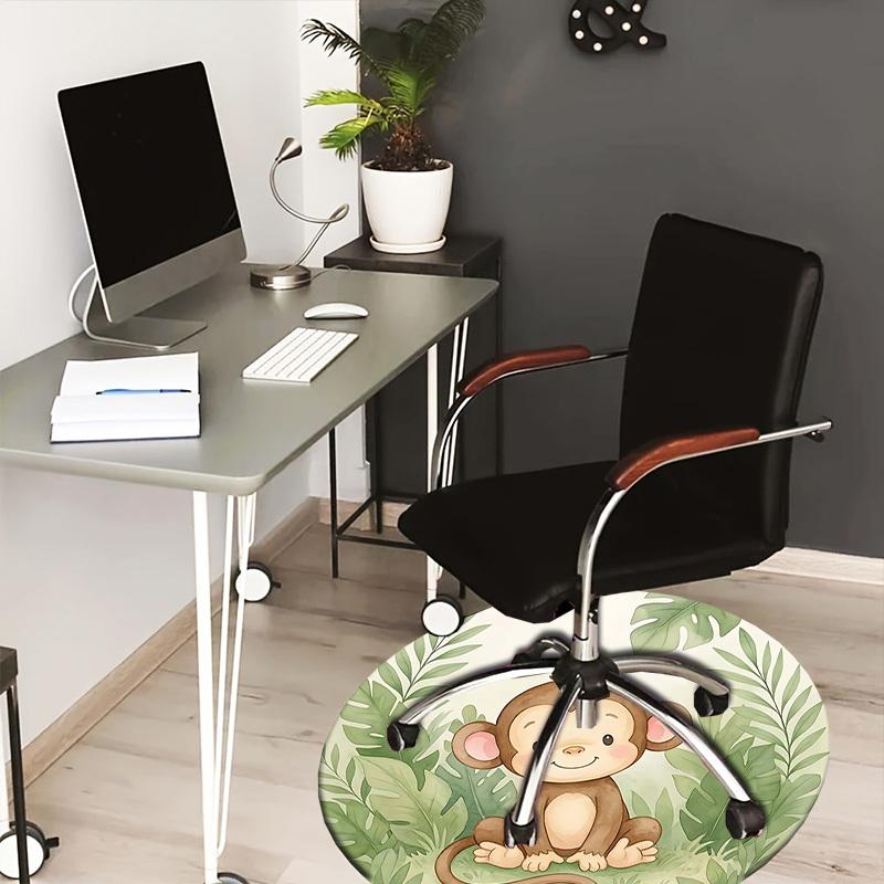 1PC Monkey Jungle Non-Slip Floor Round carpet, Office, family, bedroom, Large Area Rug Indoor Rugs, Durable Polyester-Z0417