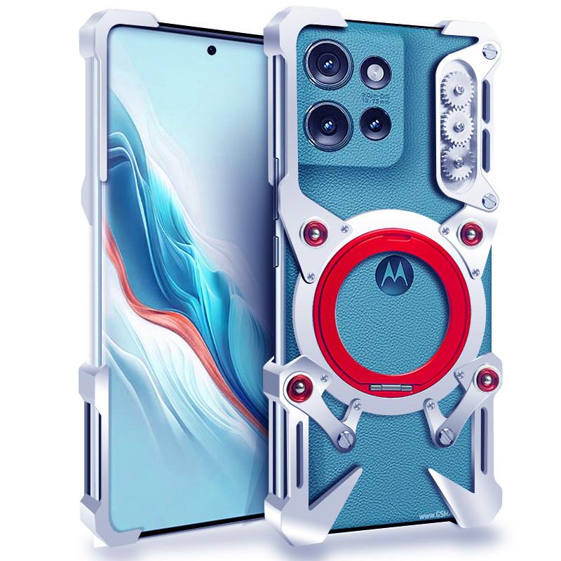 Magnetic Metal Bumper for Moto Edge 50 Fusion,X50 Ultra,S50 Neo,Moto G85 Case Rimless 360 Degree Rotation Holder with Lens Cover