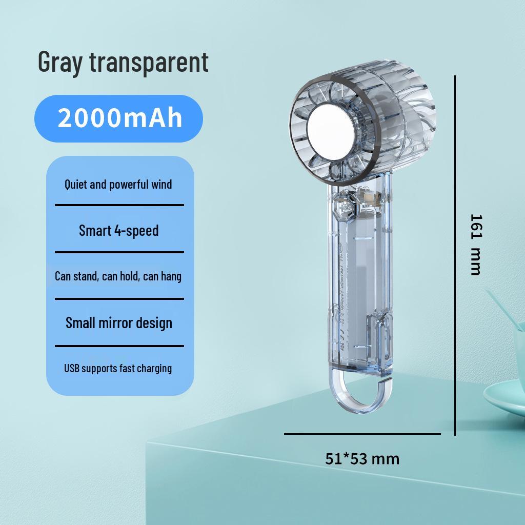 2026 Mini USB Rechargeable Transparent Handheld Ice Pack Fan - Korean & Japanese Style with Turbo Cooling