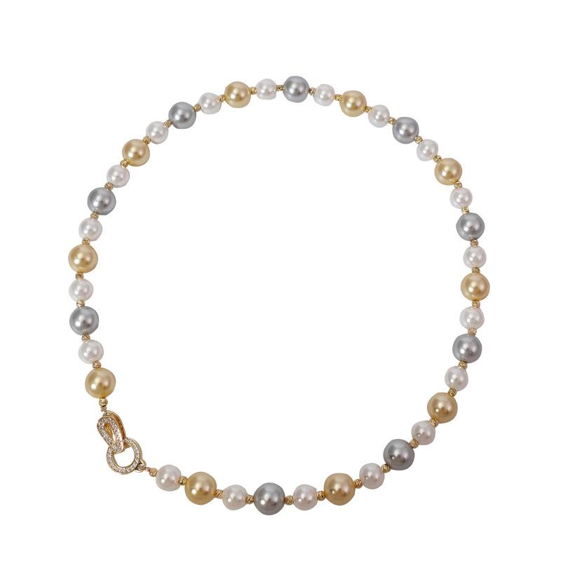 Жемчужное ожерелье Star Ni Ni имеет ту же самую цепочку на шею Shijia конфетного цвета, атмосферную легкую роскошь, высококачественную цепочку на ключицу для женщин