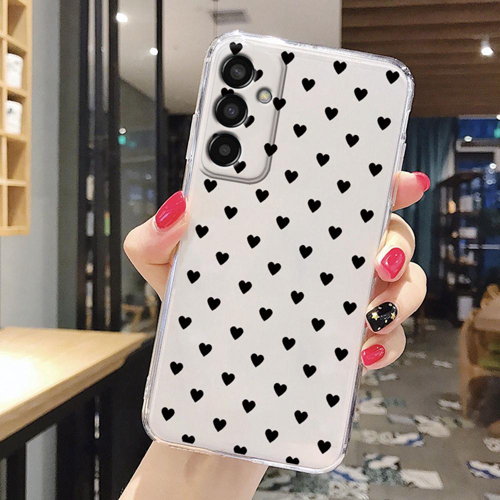 Чехол для телефона с рисунком сердца для Samsung Galaxy M13 M14 M15 M23 M33 M35 M55 M54 M53 M34 Прозрачный TPU чехол для девушек, не желтеющий
