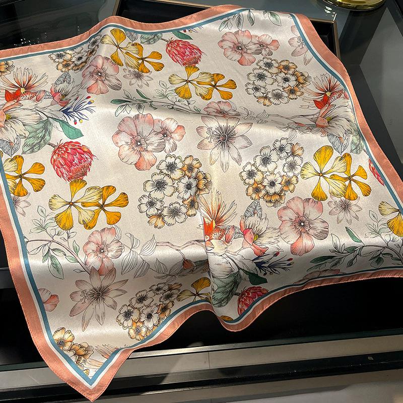 Новый 100% Натуральный Шарф из Натурального Шелка Женский Платок Бандана Квадратные Шарфы Палантин Косынка Тутовый Весенняя Мода Роскошный Высокое Качество Хиджаб