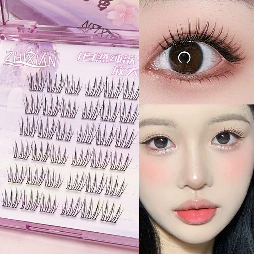 Glue Free Manga Lashes With Jelly Glue Strips 3D False Eyelashes Cat Elf Eyelashes Party Supplies