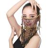 Performance Veil Flower Sequins Beads Decor See-through Lace Belly Dance Tribal Face Veil Breathable Fabric Adjustable Strap Indian Dance Veil