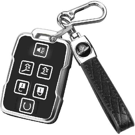 QBUC for Chevy Key Fob Cover,Soft TPU Car Key Case Protector with Leather Keychain Compatible with Chevy Silverado 1500 2500HD 3500HD Tahoe Suburban