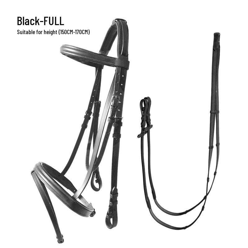 Набор кожаной уздечки для лошади с нескользящими поводьями - Кожаное снаряжение для верховой езды