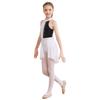 Girls Lyrical Dress Shiny Rhinestone Decor Sleeveless Irregular Hem Dance Leotard Dress Kids Dancewear