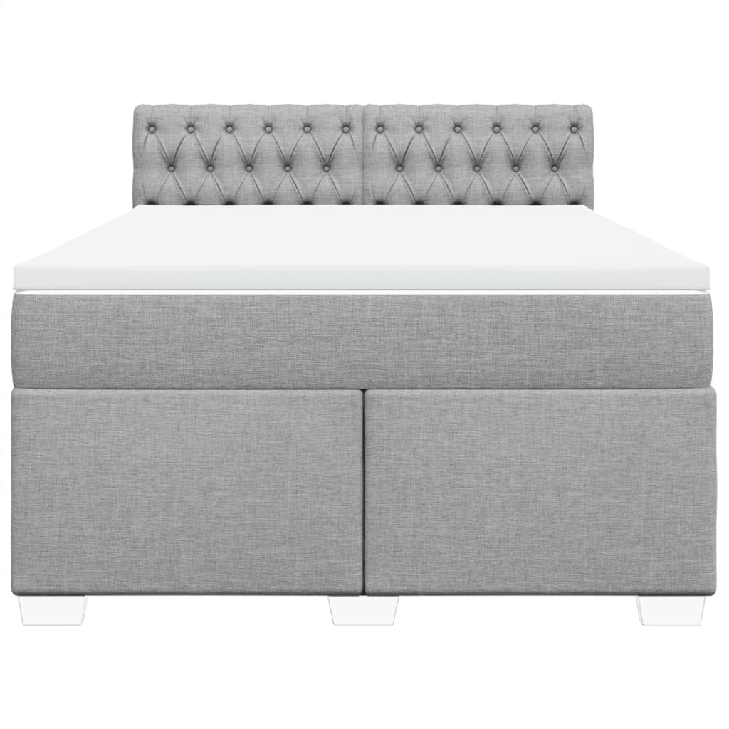 Box Spring Bed with Mattress Light Grey 140 x 190 cm Fabric