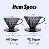 Plastic Coffee Filter Cup V Shaped 60 Spiral Hand Filter New Coffee Hand Dripper  Party