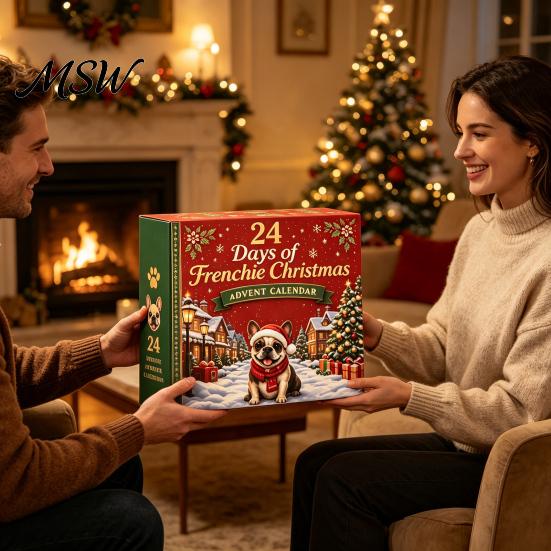 Advent Calendar for Kids Adults French Bulldog Calendar, 24-Day Christmas Countdown Acrylic Ornament, Collectible Holiday Decor Dog Owners Figurine