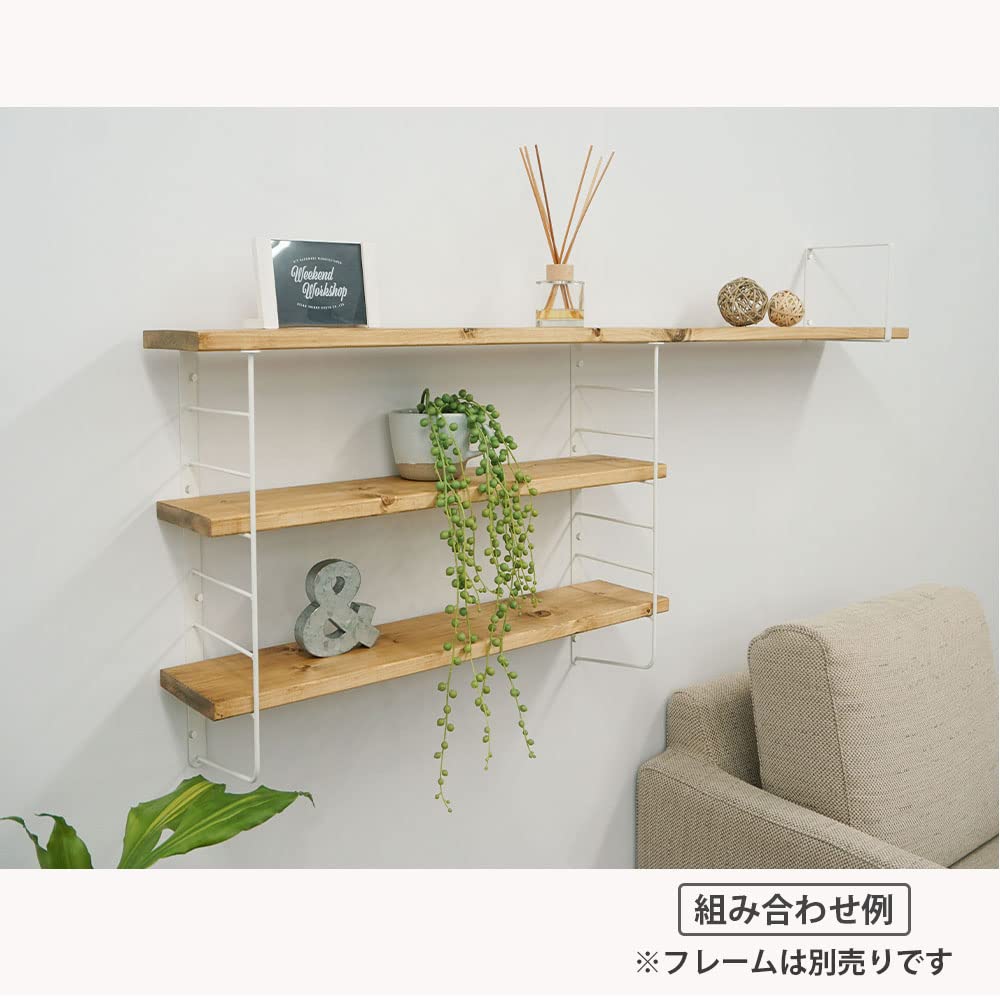 Heian Shindo Kogyo LABRICO настенная полка неокрашенное дерево ширина 40 x глубина 15 x толщина полка из ламинированной древесины сосны, текстура, 1,5 см, WSU-75