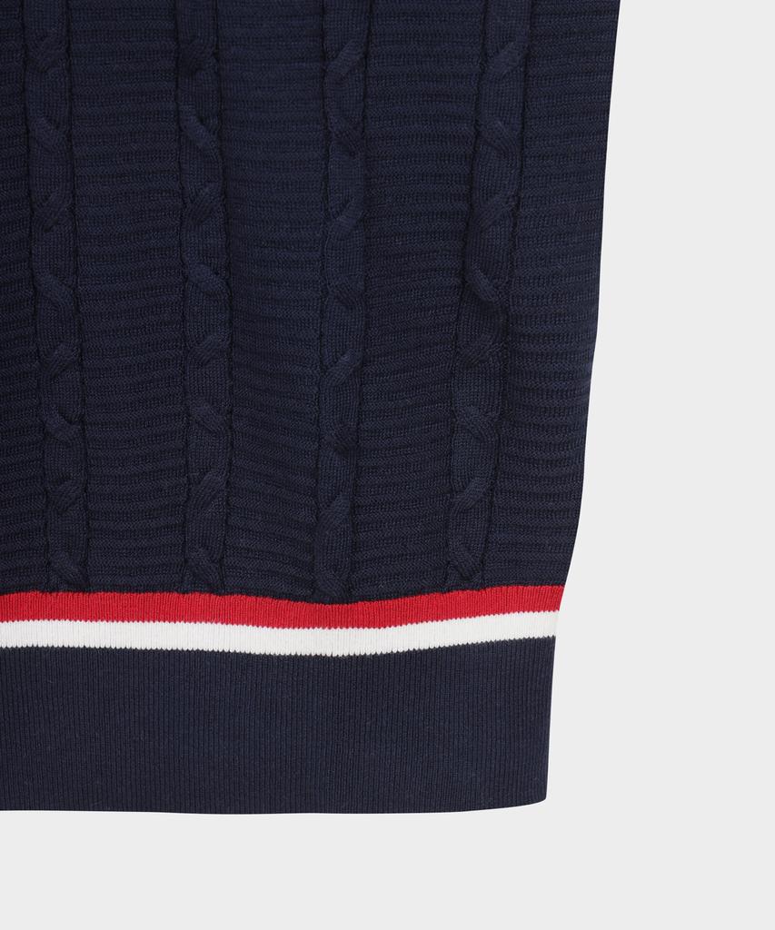 BROOKS BROTHERS Tennis V-Neck Cable Sweater (Navy) (Bbwnmmg101)