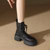 Женские ботинки Мартин из натуральной кожи - Осень/Зима 2025, на бархатной подкладке, на толстой подошве, увеличивающие рост, в британском стиле, облегающие.