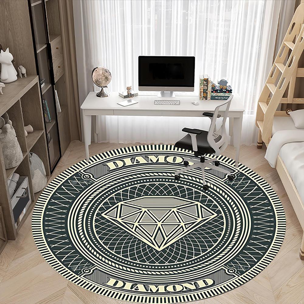 1 шт. Алмазный стул для ювелирных изделий Ковер для офиса, Круглый полиэстеровый коврик, Декор для помещений для офиса, Легко чистящаяся ткань, Моющийся противоскользящий коврик