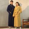 Plus Size Men's and Women's Autumn Winter Thicken Warm Soft Flannel Bathrobe Couples Luxe Robe Long Sleepwear