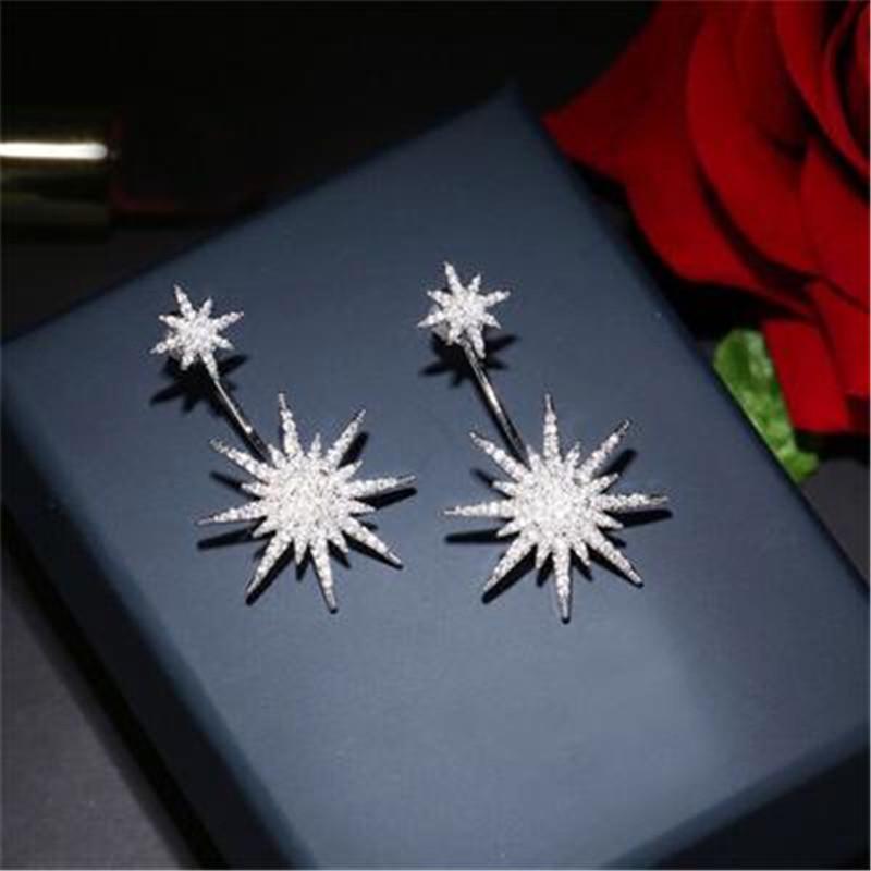 Full Rhinestones Diamond Crystal Stars Snow Hanging Punk Style Stylish Modern Luxury Stud Earring Women Jewelry