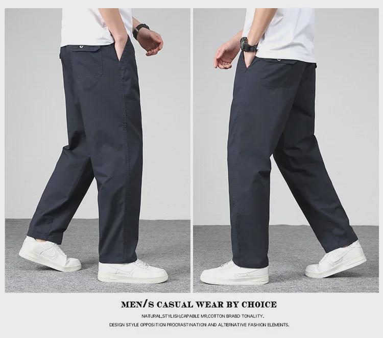 Мужские легкие спортивные брюки с несколькими карманами для активного отдыха - Свободного кроя, Прямые брюки больших размеров