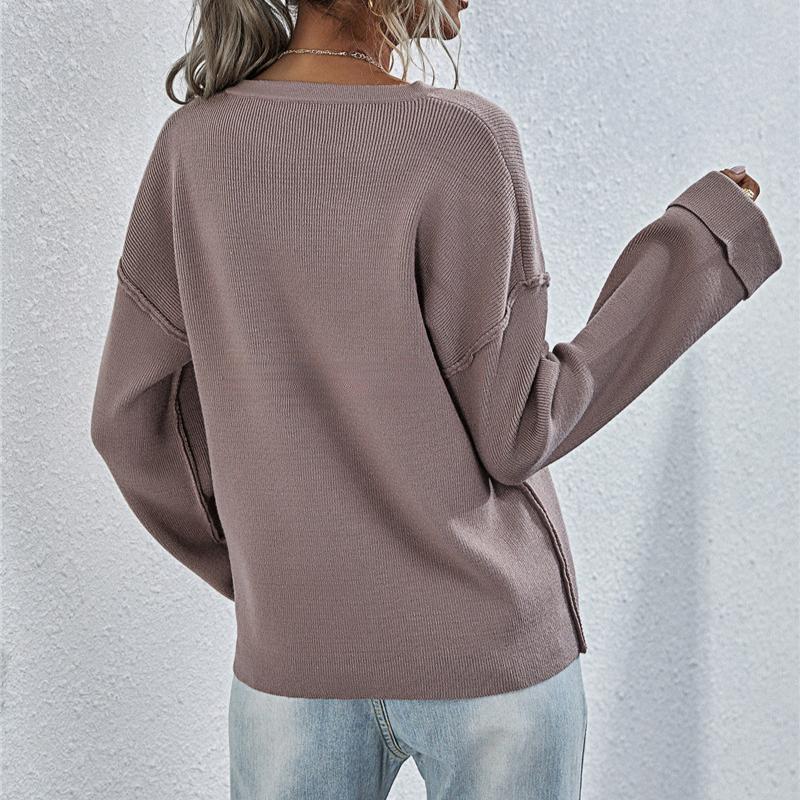 IHUASU Женский осенне-зимний однотонный свитер большого размера с V-образным вырезом