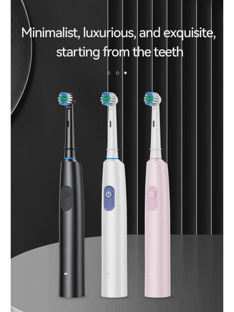 Электрическая звуковая зубная щетка с вращающейся круглой головкой для взрослых с зарядкой через USB