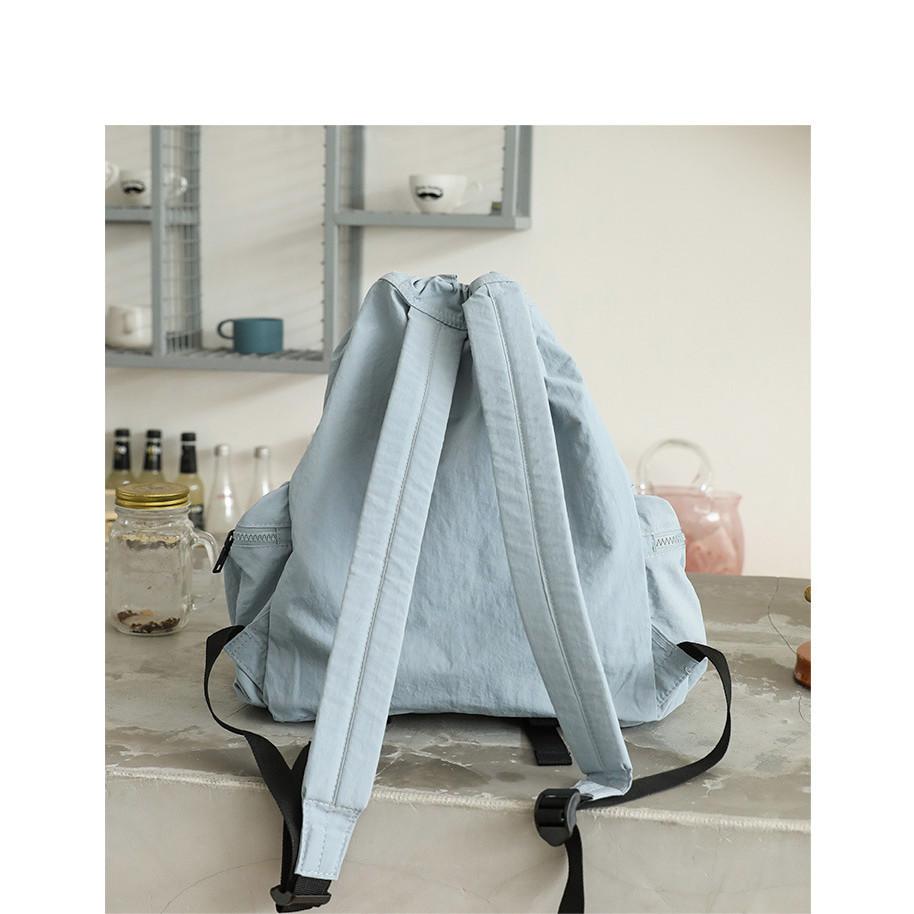 IELGY Korean Version of Casual Literary Drawstring Oxford Cloth Backpack, Fashionable Nylon Backpack