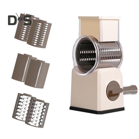 Измельчитель овощей без усилий, прочная присоска, 3 комплекта лезвий, удобный ручной роторный овощерезка, кухонные принадлежности