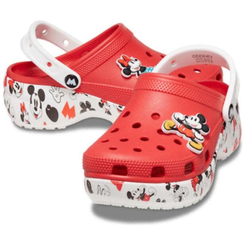Crocs Микки Удобные и Универсальные Туфли с Отверстиями Женские Красные