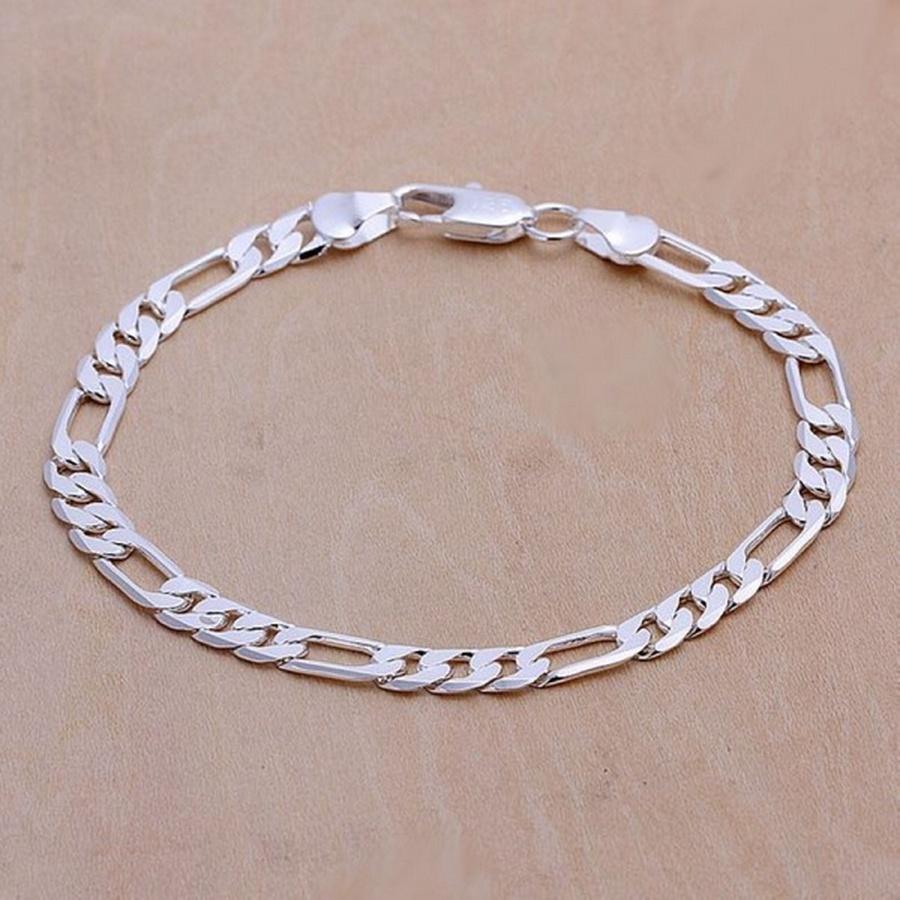 Wedding Nice Gift 925 Sterling Silver 6MM Chain Men Women Jewelry Fashion Beautiful Bracelet