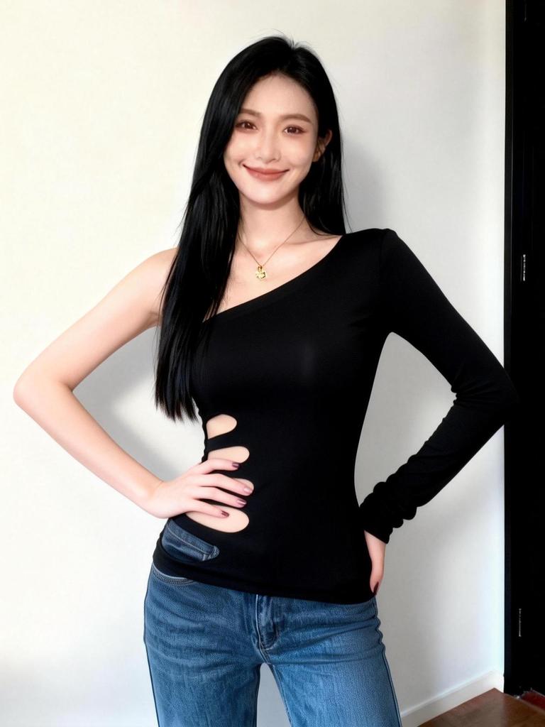 Женская футболка Spicy Girl с одним плечом и длинным рукавом - Весеннее Новое Поступление