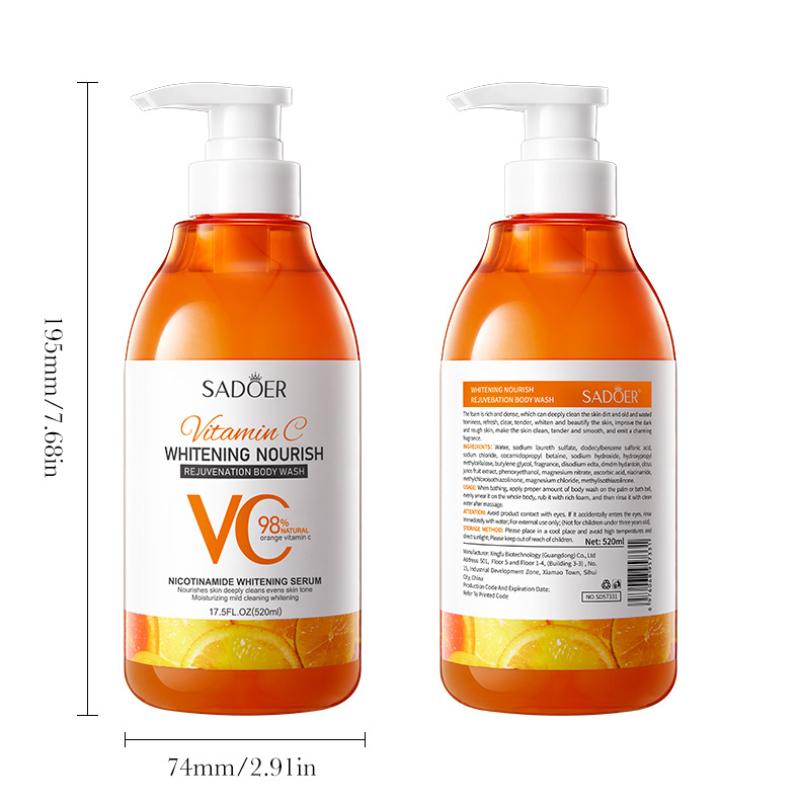 Гель для душа с витамином С 520 г SADOER отбеливающий увлажняющий очищающий гель для душа