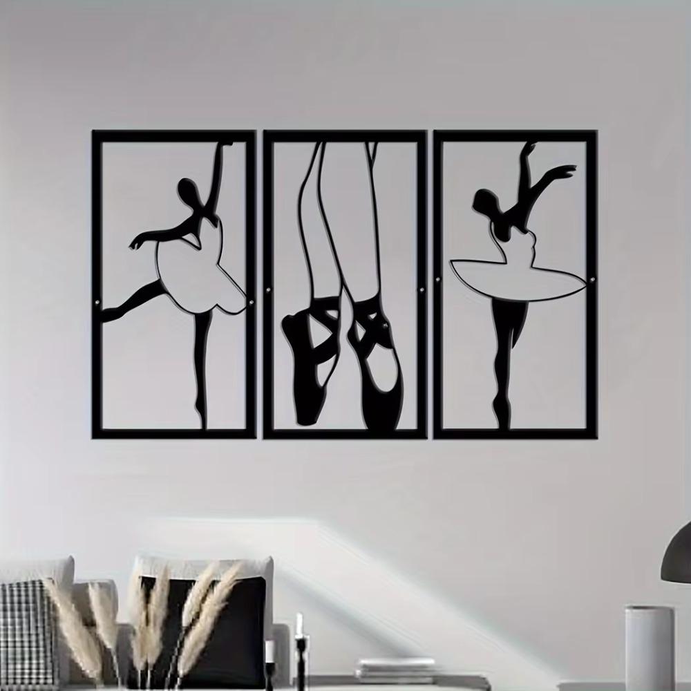1pc Ballerina Metal Wall Art Rectangle Ballet Dancer Wall Decor Elegant Home & Room Hanging Stylish Dancer Metal Art Decoration
