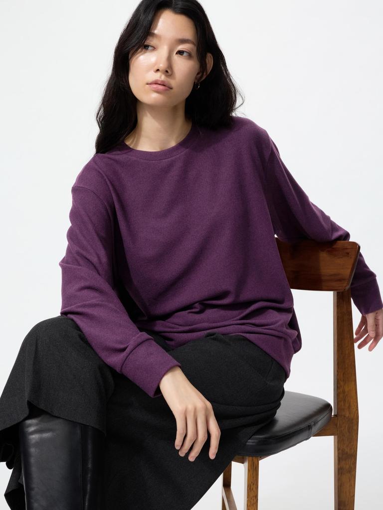 Uniqlo Футболка с круглым вырезом из флиса SofT KniT