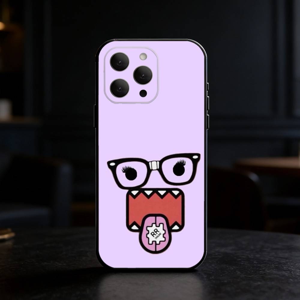 Милый Чехол для Телефона Domo-kun Чехол для Телефона Силиконовый черный Мягкий Для IPhone 17,16,15,14,13,12,11,SE,Plus Pro Max