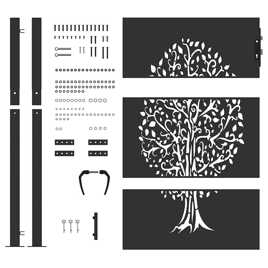 Garden Gate Black 110 x 155 cm Powder Coated Steel