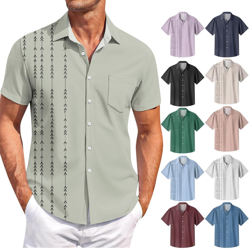Men's Casual Short-sleeved Shirt Slim Fit Stylish Men's Print