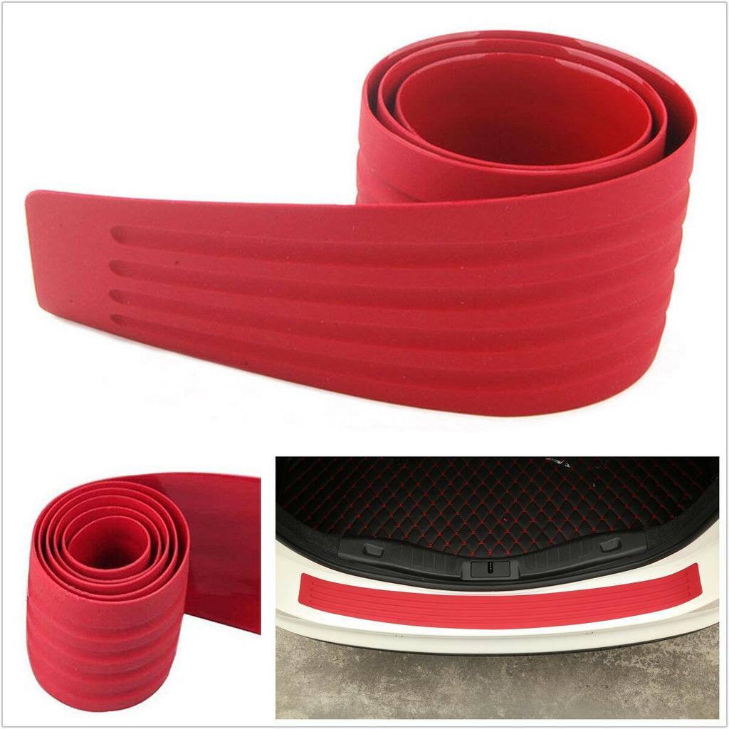 Car Rear Trunk Guard Plate Bumper Sill/Protector Plate Rubber Cover Guard Trim PAD Red