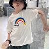 Boys Short-sleeved T-shirt Summer New Girls Short-sleeved Cotton New Middle and Large Children Bottoming Shirt Baby Top T