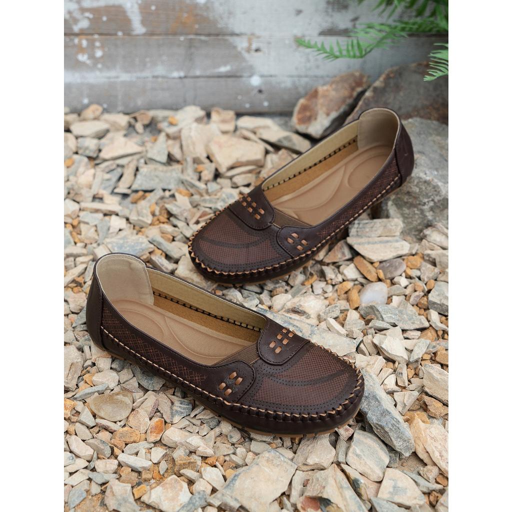 Швейные Лазерные Женские Лоферы на Плоской Подошве