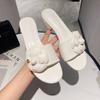 Fashion Delicate Woman Floral Sandals Low Square Heels Slippers Femme Shoes Summer Ladies Open Toe Flipflops Luxury Camellia Slides 2025