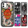 Krajews Japanese Oni Hannya Demon Mask Cool Phone Case For iPhone 14 5 6s 7 8 Plus X XR XS 11 12 13 Pro Max Samsung S21 S22ultra